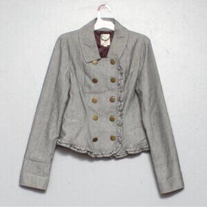 Tulle Anthropologie Ruffle double breasted black and white jacket size large